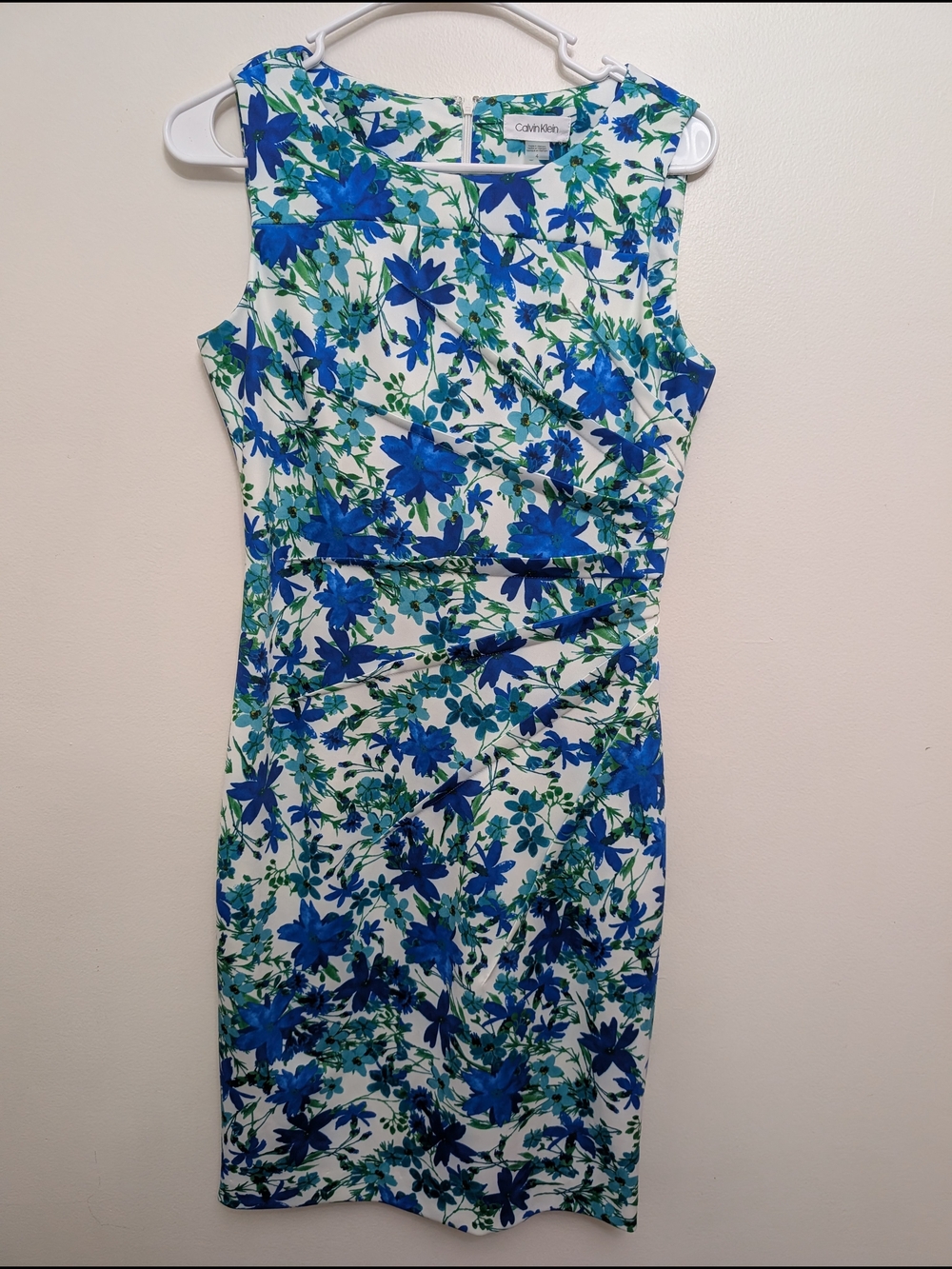 Calvin Klein Blue Floral Sheath Dress Size 4